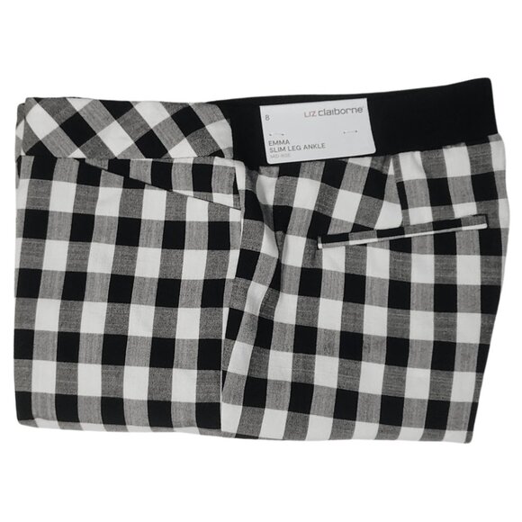 Liz Claiborne Emma Slim Leg Ankle Pants – Black Gingham – Size 8 - Picture 4 of 7